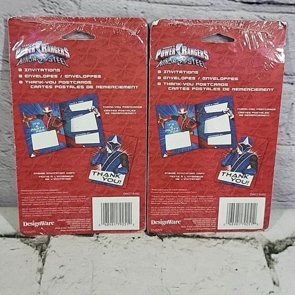 American Greetings Power Ranger Party Invitations Thank You Cards Lot Of 2 Packs